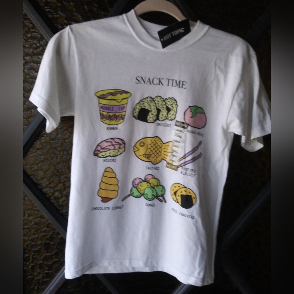 Hot Topic "Snack Time" Kawaii Graphic Tee Size XS Black Matter - New with Tags